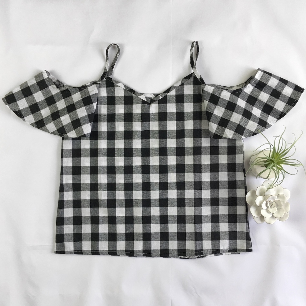 New Gingham Off Shoulder Top